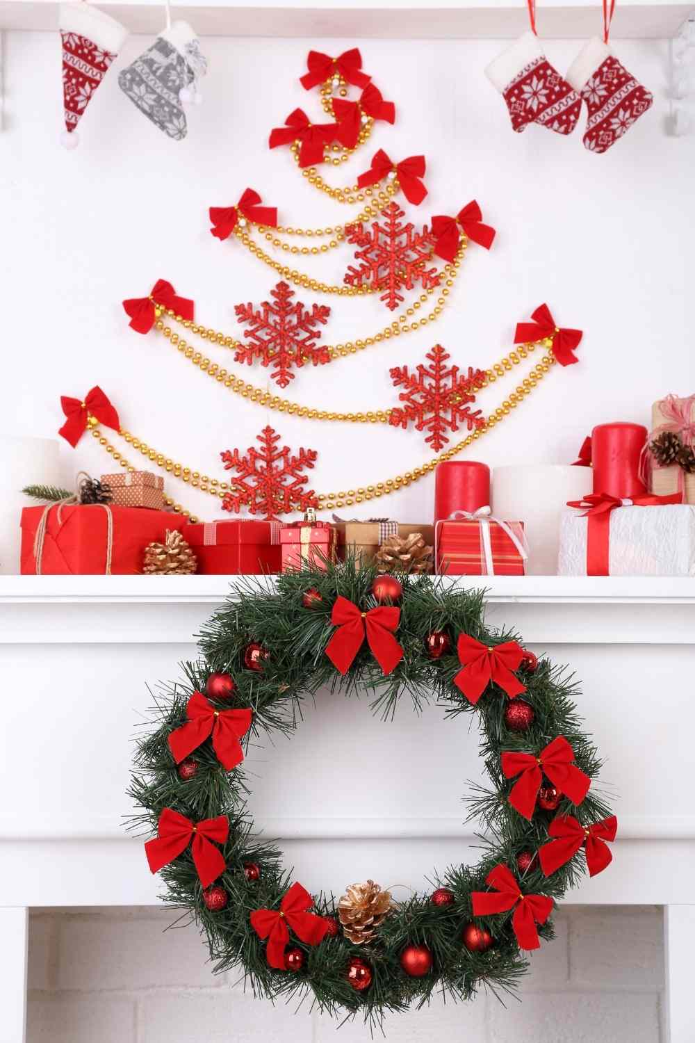 A centrally placed Christmas tree and candles