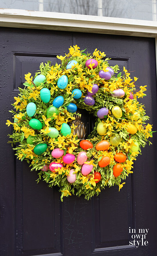 Easter Egg and Flower Wreath