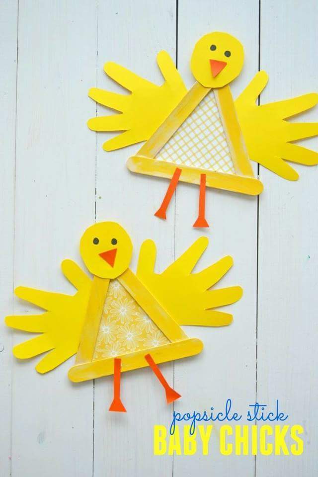 Baby Chicks Made Of Popsicle Sticks