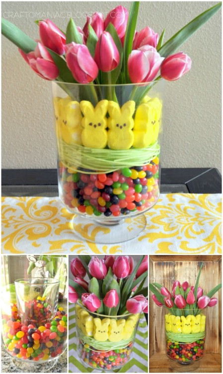 Beautiful, fun and edible Easter flower arrangement