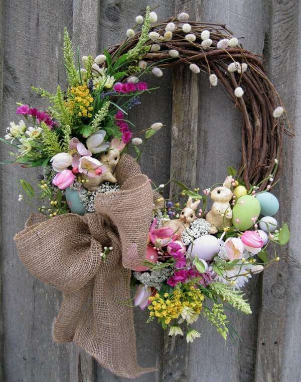 Bunnies and Eggs Easter Wreath