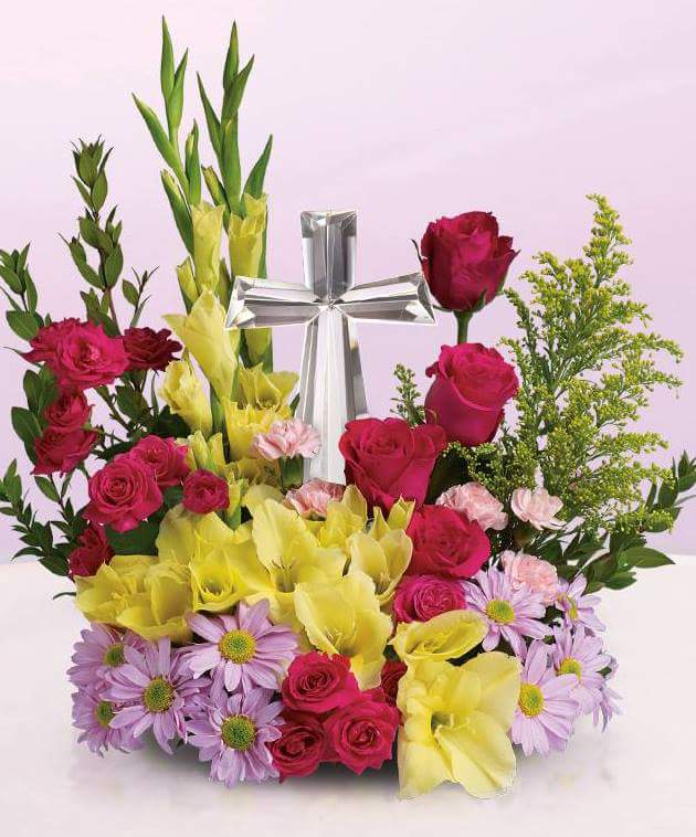 Crystal Cross For Easter Flower Arrangement