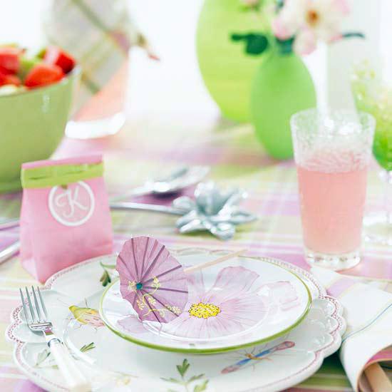 Dominant pastel colors on the table festively decorated for Easter