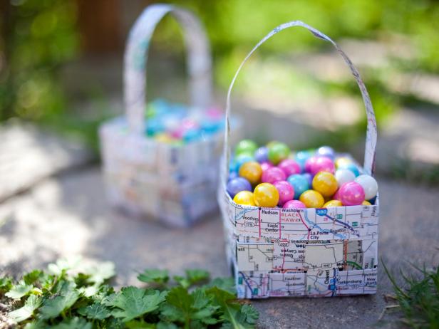 Paper Map Easter Basket