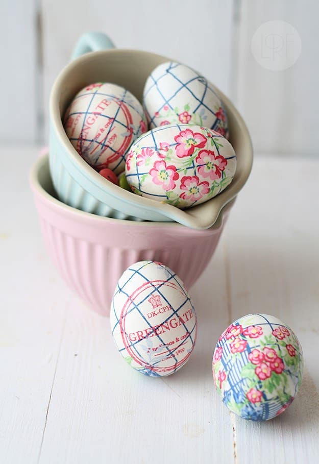 Paper Napkin Decorated Easter Eggs