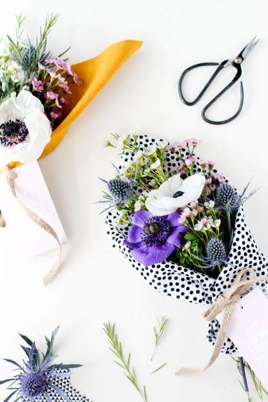 Polka Dot Wrapped Flower Bouquet