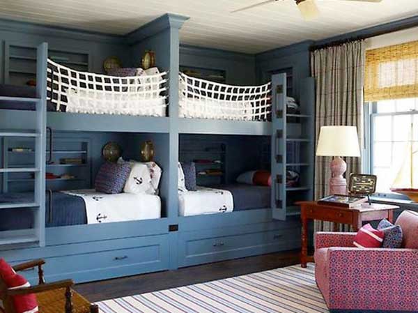 A combination of bunk and loft bed designs