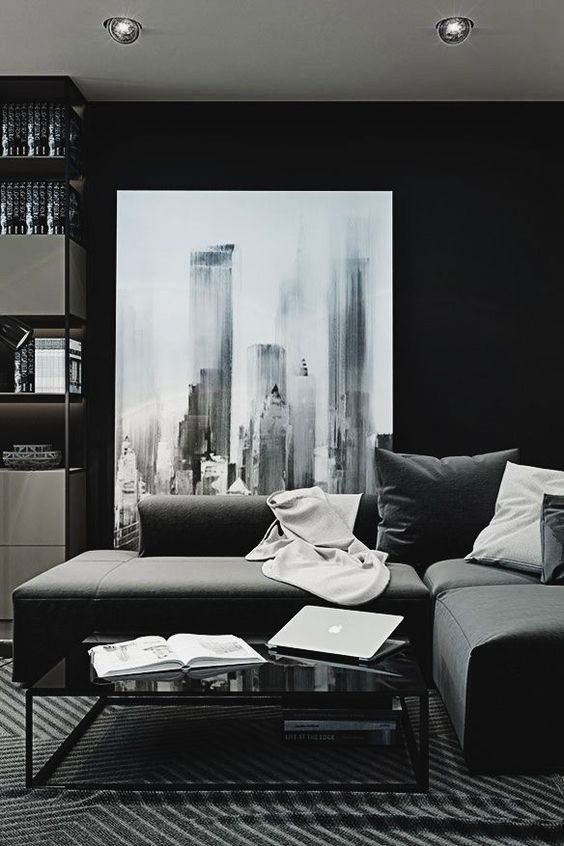 Black color is ideal if you want an elegant modern living room.
