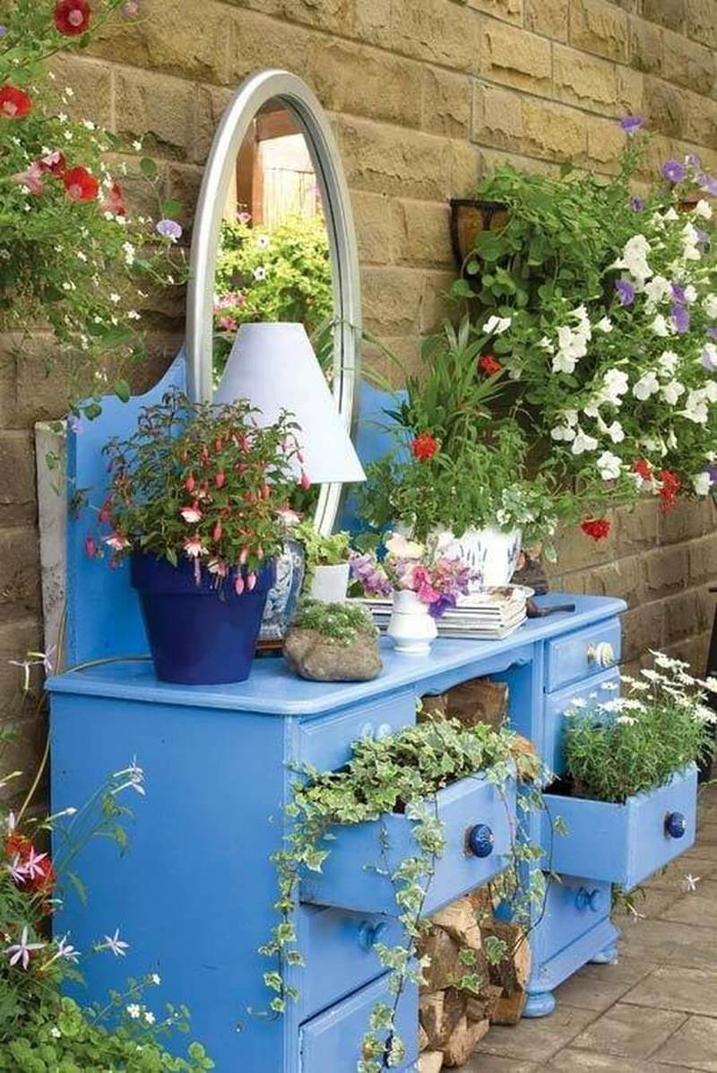 Flower garden from chest of drawers