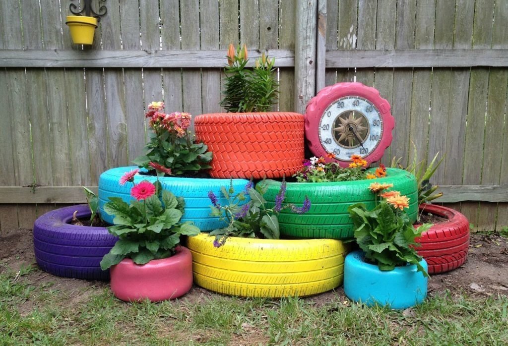 Flower garden with clock