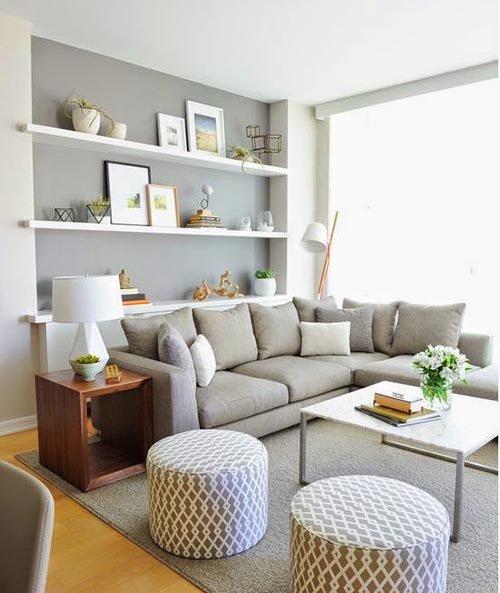 Grays and neutral colors that make decorating living rooms much easier.