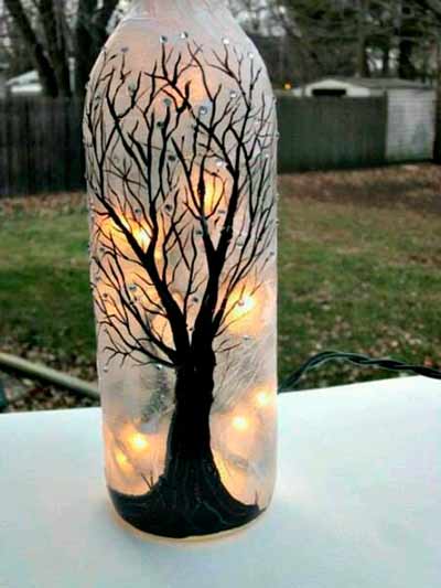 Idea to illuminate by reusing a decorated bottle.