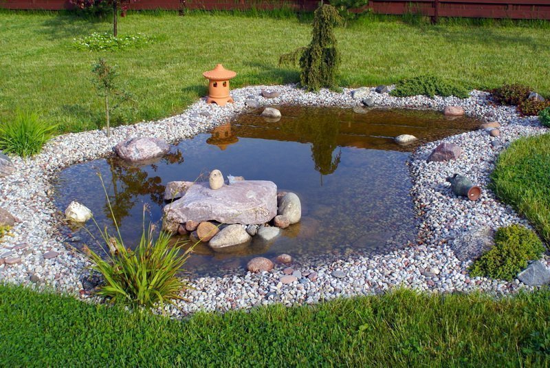 Island of stones in the pond