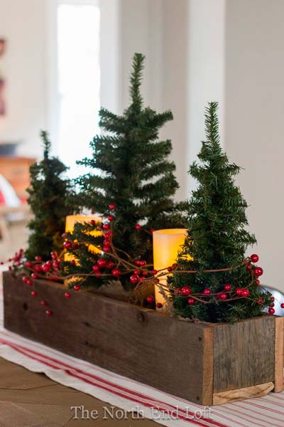 Mini Christmas trees to decorate the table.