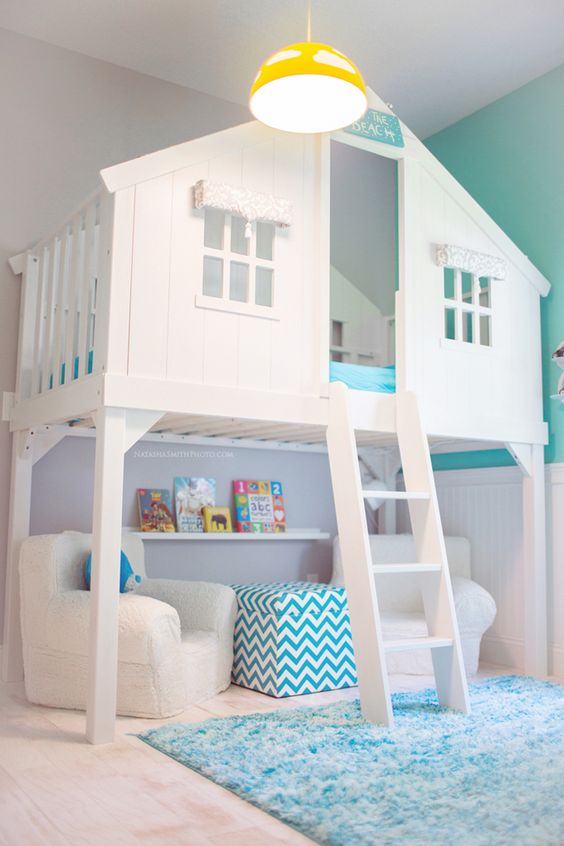 Turquoise Blue And White Bunk Beds Design Ideas