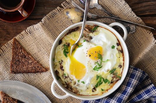 Cheesy Mushroom Baked Eggs for Two