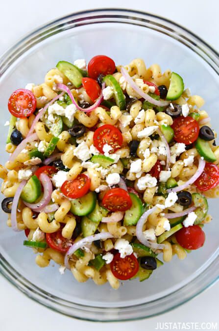 Greek Pasta Salad with Red Wine Vinaigrette