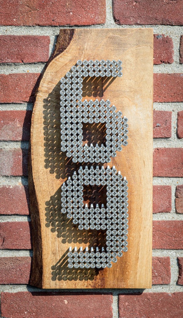 3D Numbers Made from Wood Screws