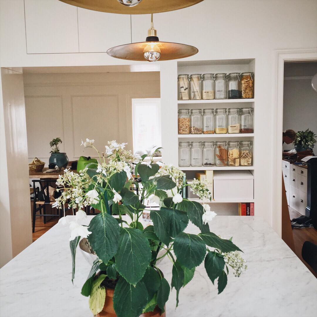 Blisshaus jars make open shelves feasible and fabulous.