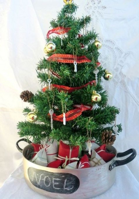 #Small #Christmas #Tree Christmas tree in a roasting pan