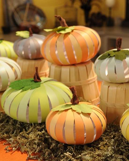 Colored paper pumpkin - Best DIY Halloween Decorating Ideas