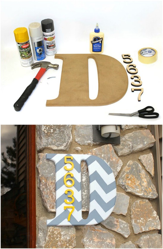 DIY Chevron Number Monogram