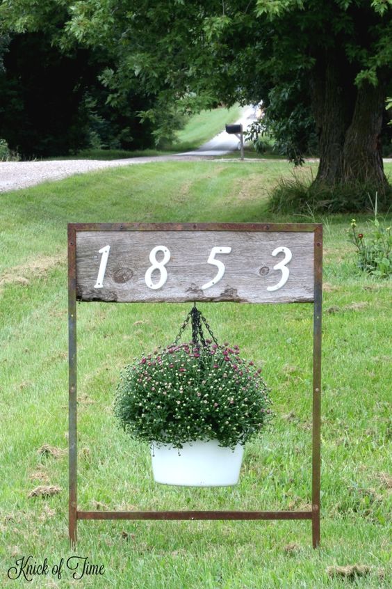 DIY House Numbers Sign Hanging Planter