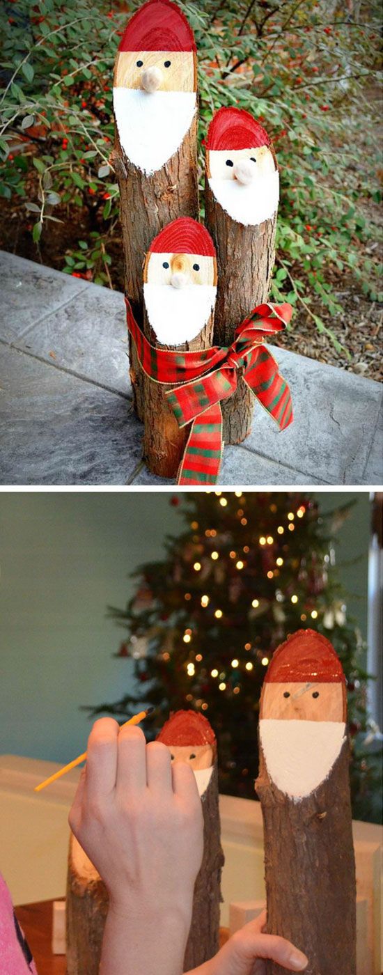 #DIY #Outdoor #Christmas #decorations DIY antique painted log