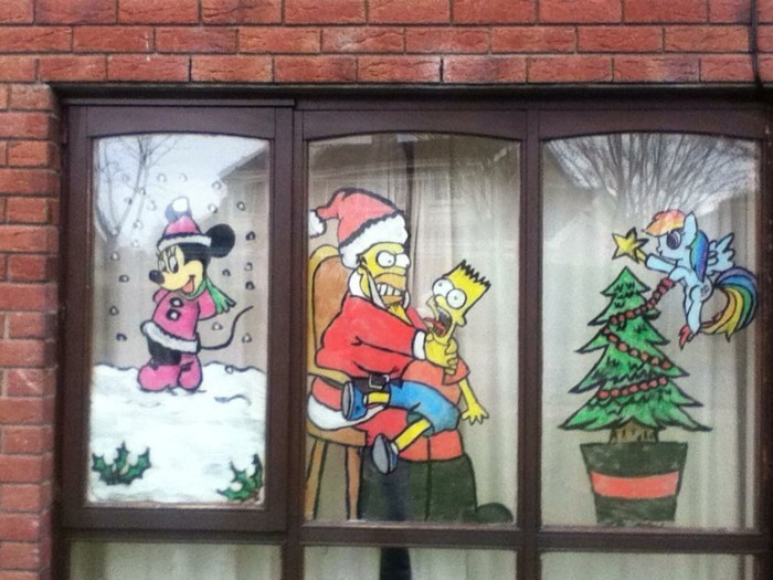 Funny window decoration for Christmas