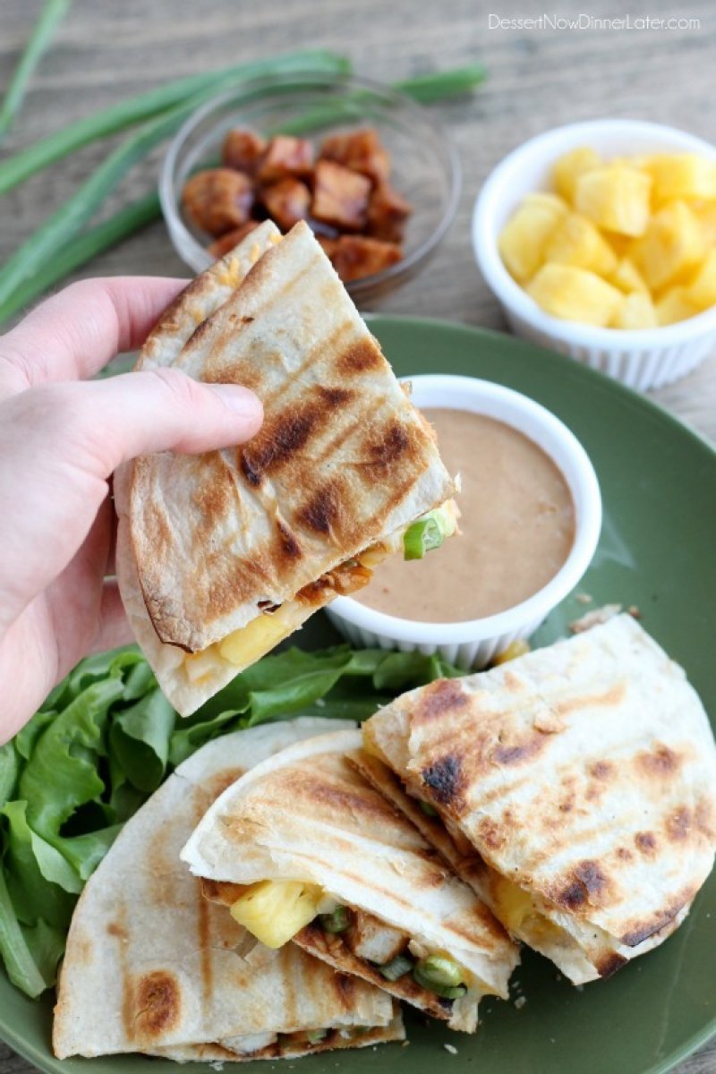 Grilled BBQ Chicken and Pineapple Quesadillas