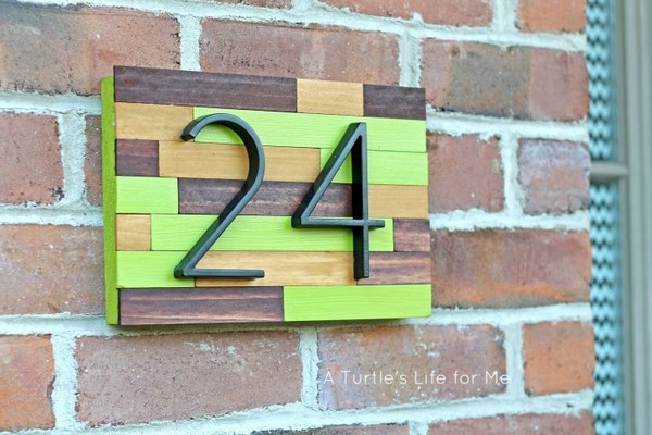 House Number Plaque From Paint Sticks And Scrap Wood