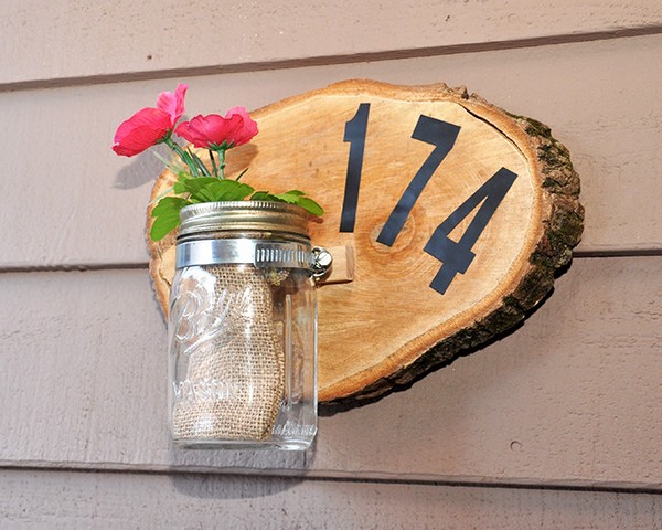 House Number Sign from a Wood Slice