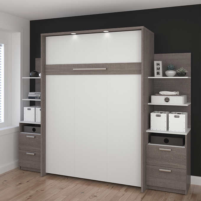 #Murphy #Bed Murphy Beds Costco Throughout Cielo Full Wall Bed In Gray With Two Side Storage Towers Remode