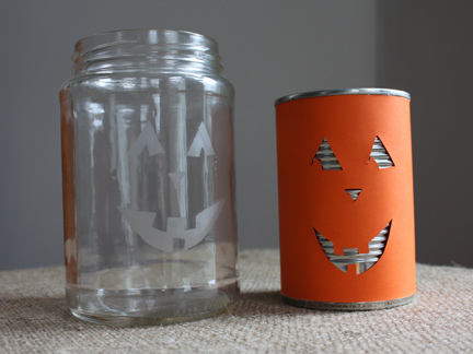 Orange cardboard, tin can