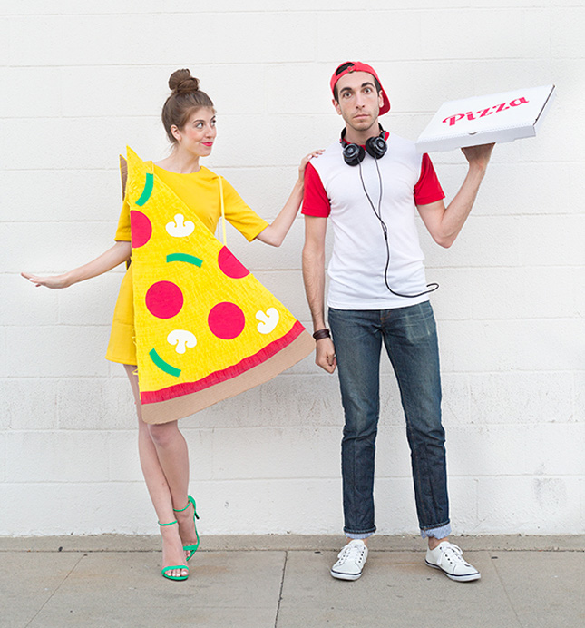 Pizza slice and delivery boy