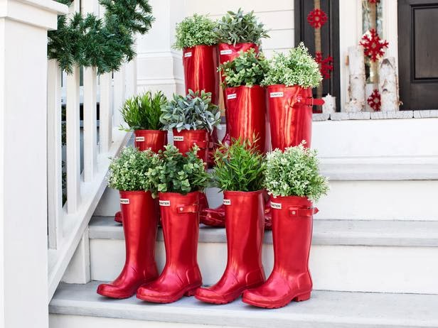 Potted Christmas Boot Plants