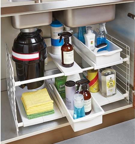 Put an expandable organizer under your sink