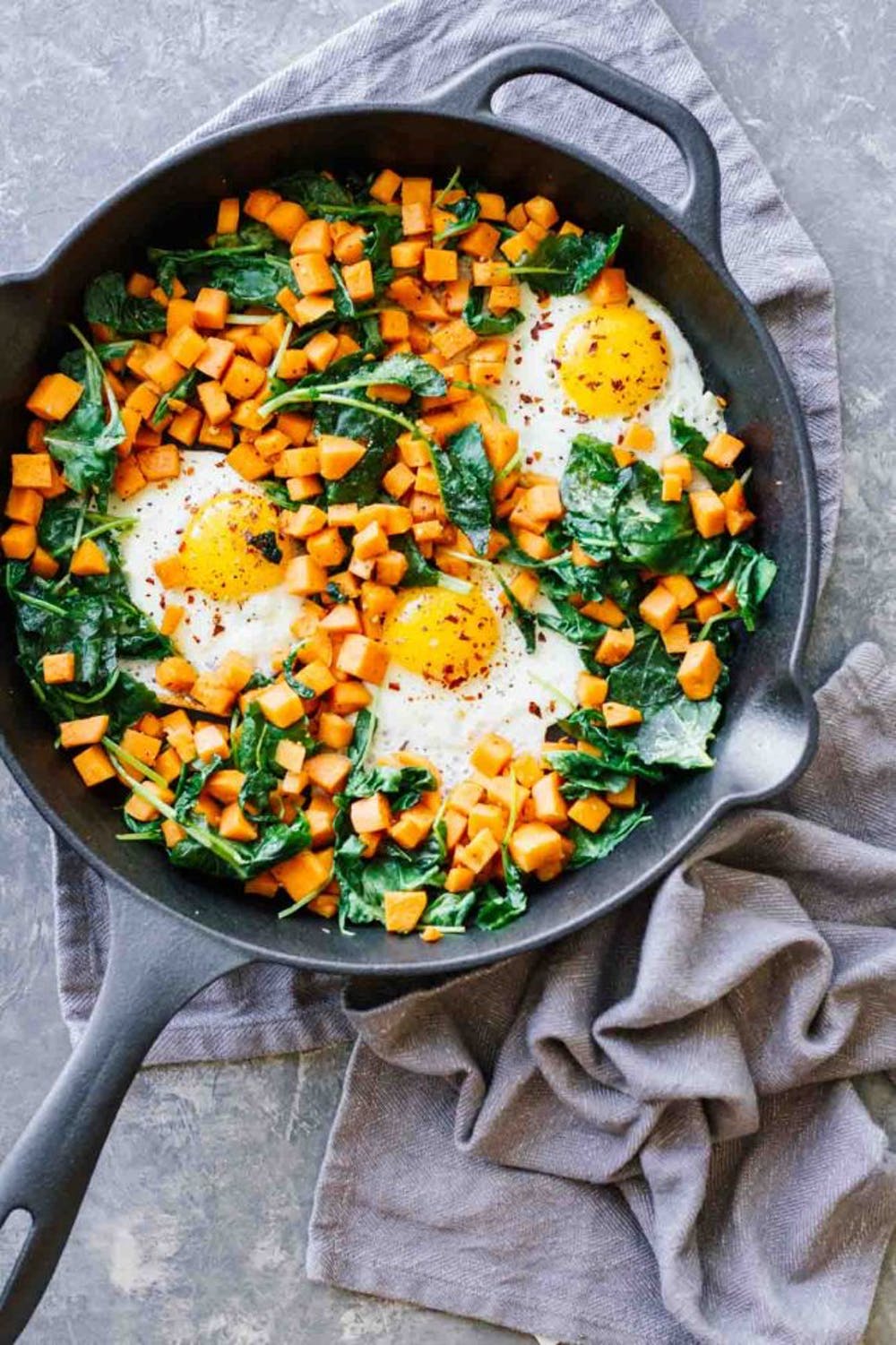 Skillet Sweet Potato and Kale Hash