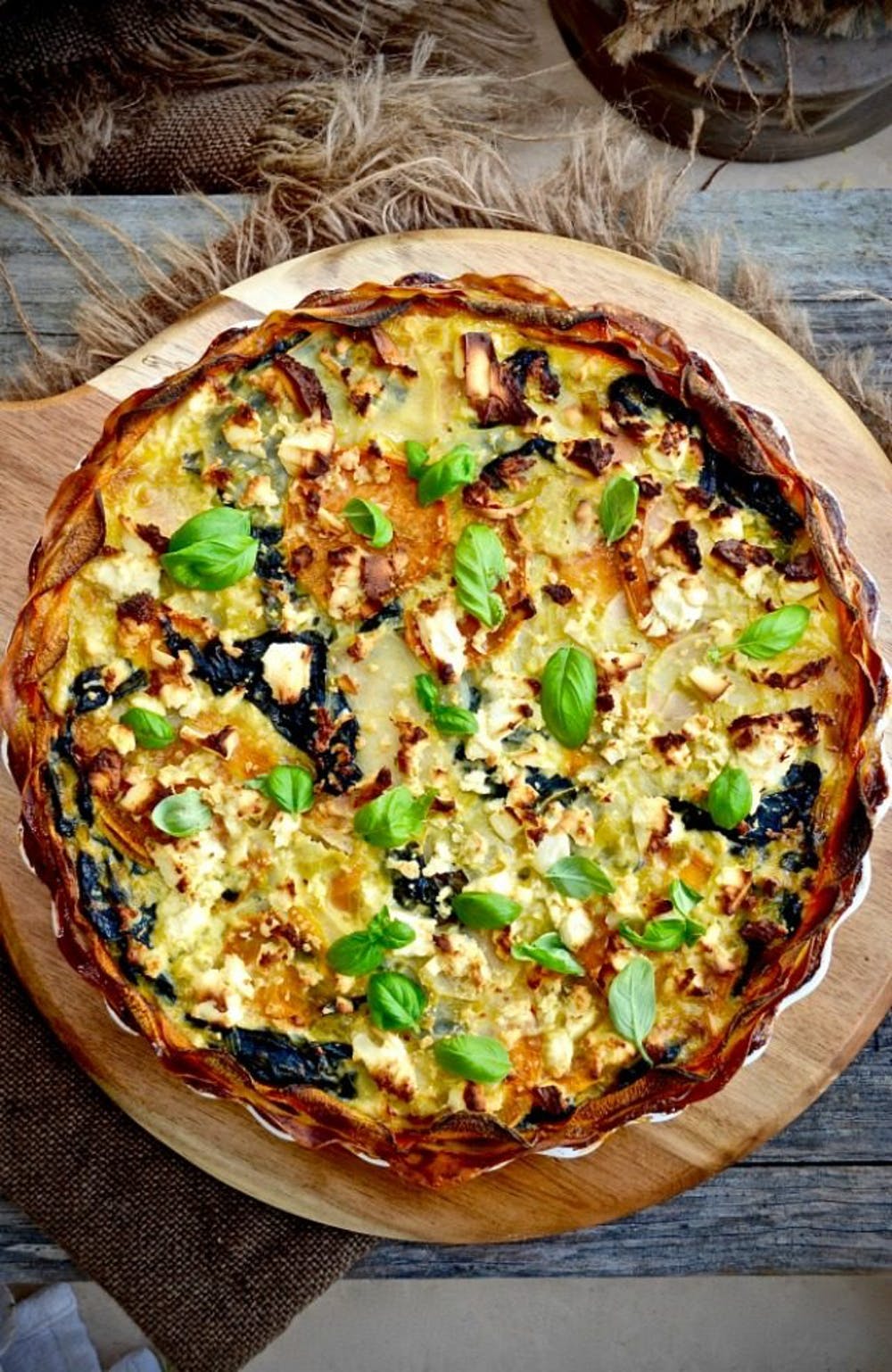 Sweet Potato Crusted Leek and Chorizo Quiche