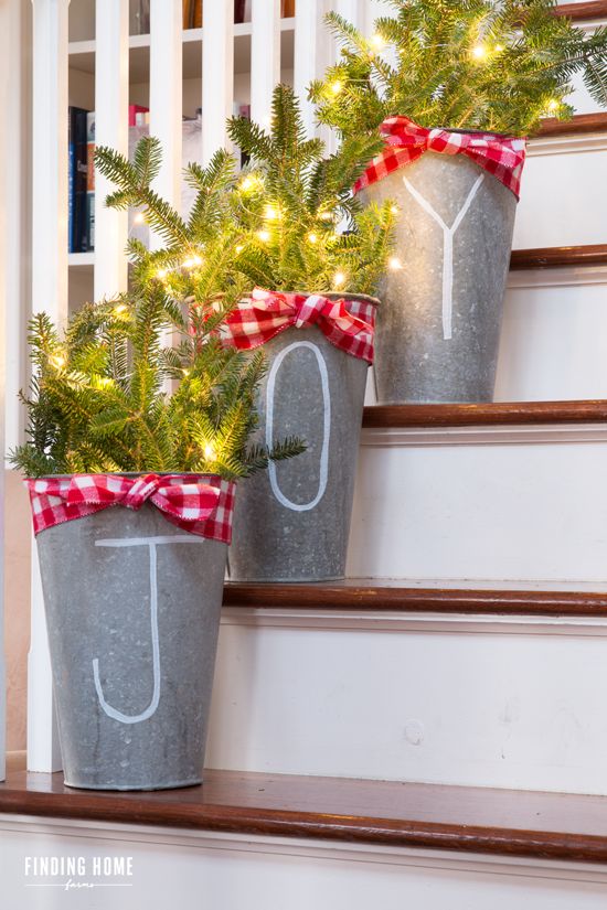 #DIY #Outdoor #Christmas #decorations Three Galvanized bucket Chalk Pen Lettering