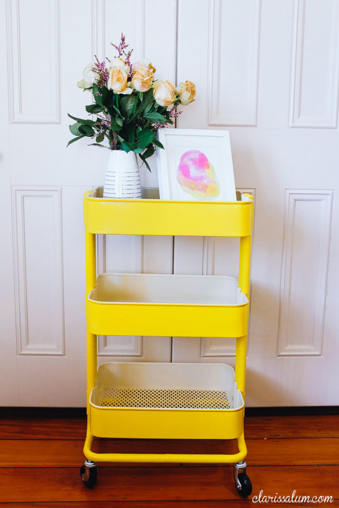 Use a cart for organization in your kitchen.