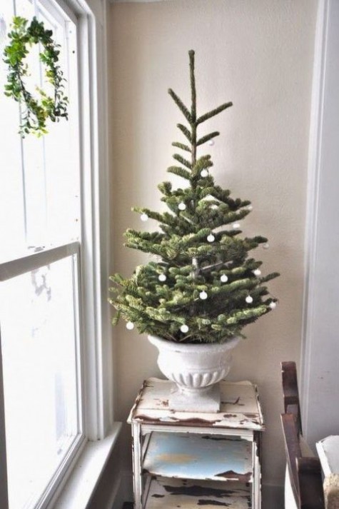 #Small #Christmas #Tree White Christmas tree with tiny white ornaments