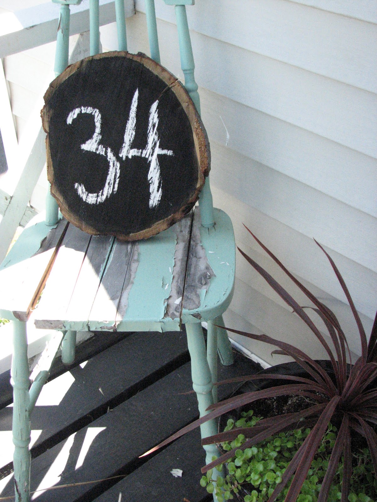 Wood Slab House Number