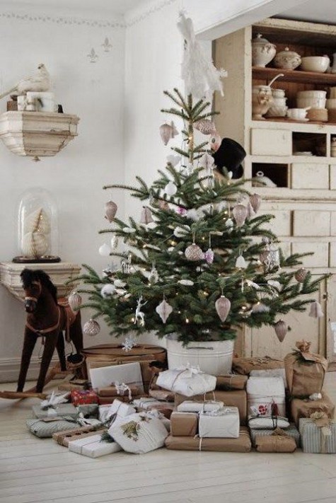 #Small #Christmas #Tree small tree in a white bucket