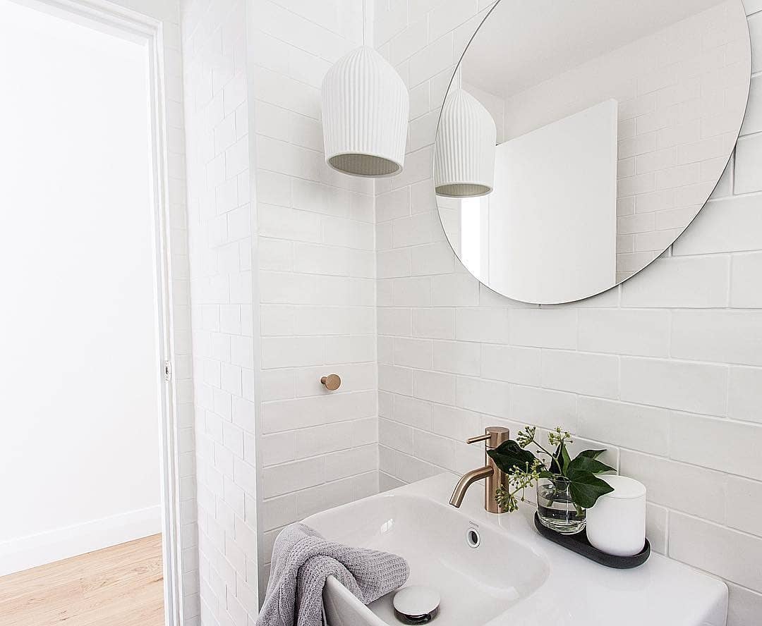 A small space with big impact - loving this powder room. Pic by lightslightslights_au