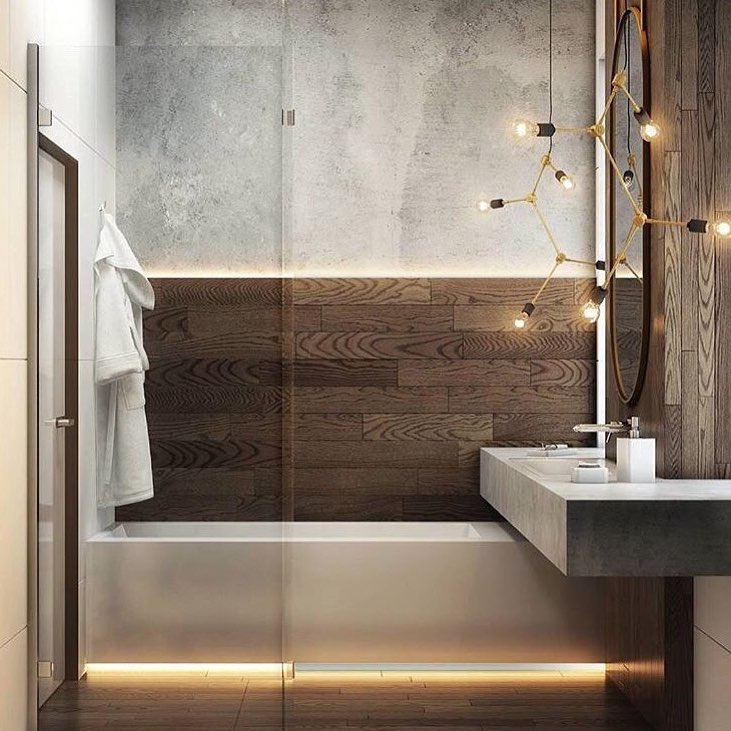 Beautiful lines and mix of materials to enjoy while bathing mixed with some ultra funky lighting. Pic by bathroombeyond