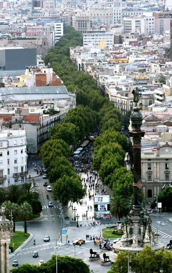 Las Ramblas in Barcelona, Spain.