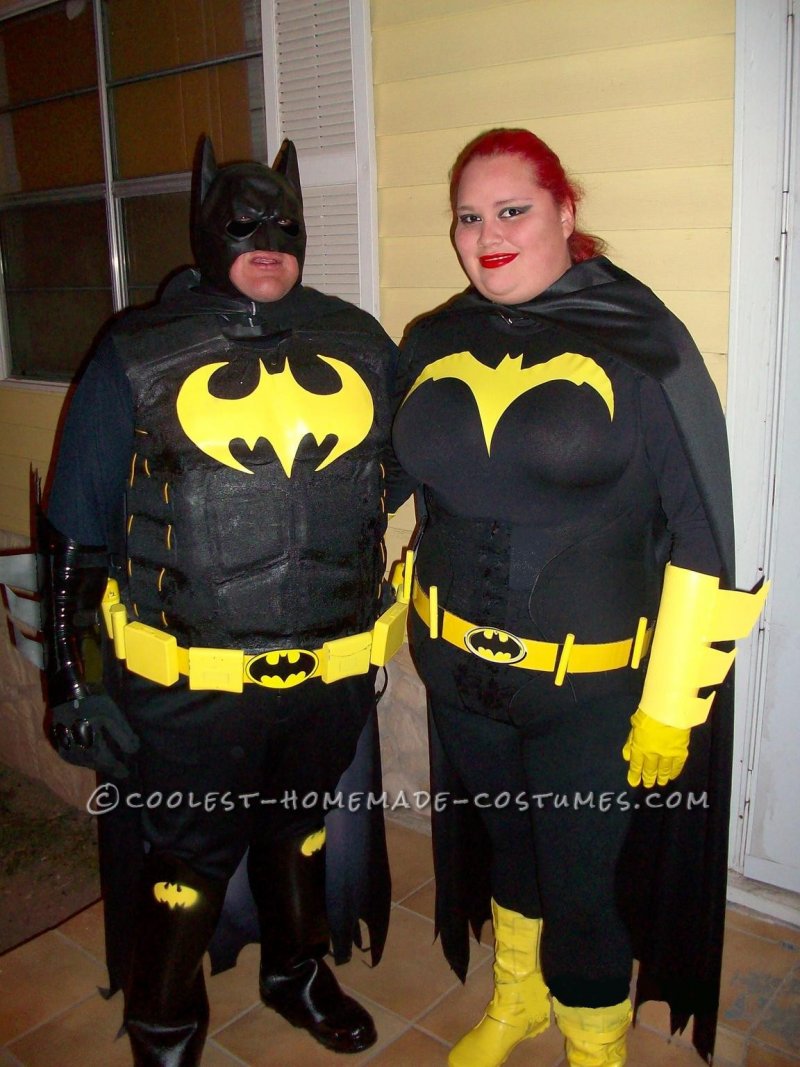 Caped-Crusader Batman and Batgirl Couple Halloween Costumes.