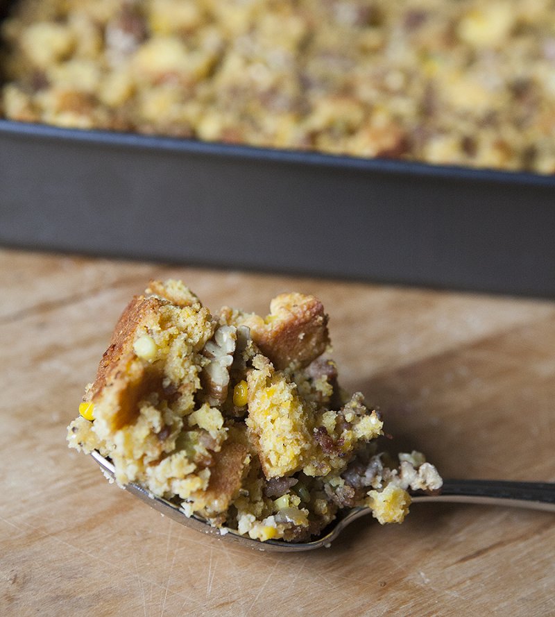 Cornbread stuffing with Pecans and Sausage