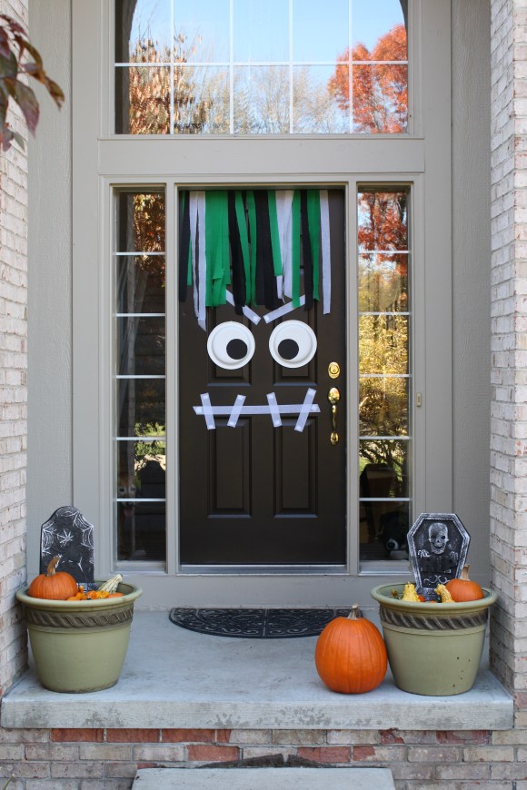 DIY Front Door Halloween Monster.